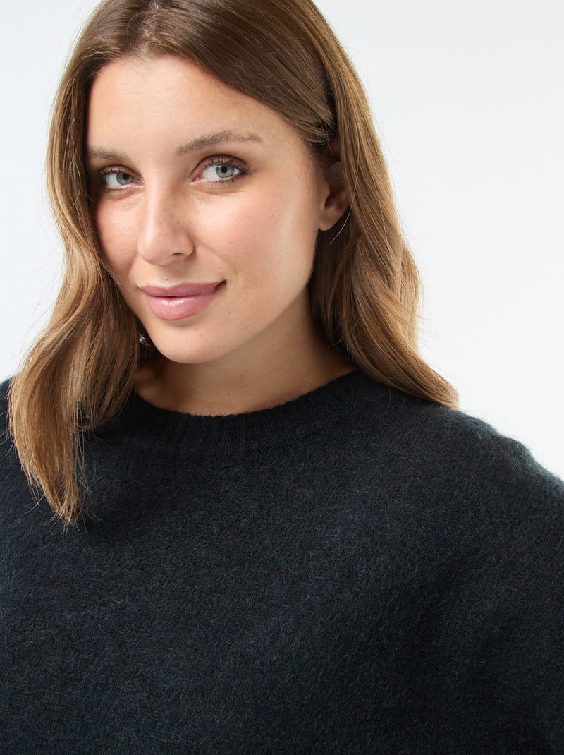 Pull fin en maille chaude Noir - Kiabi