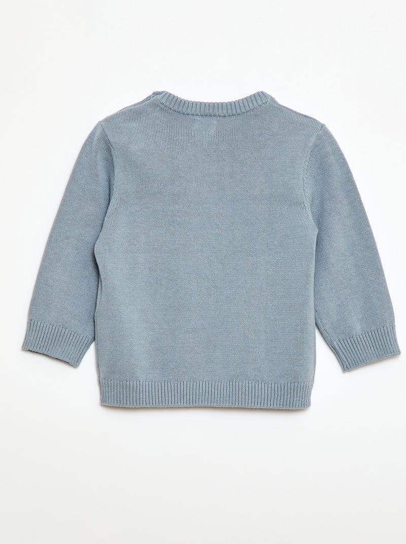 Pull fine jauge encolure boutonnée Bleu gris - Kiabi