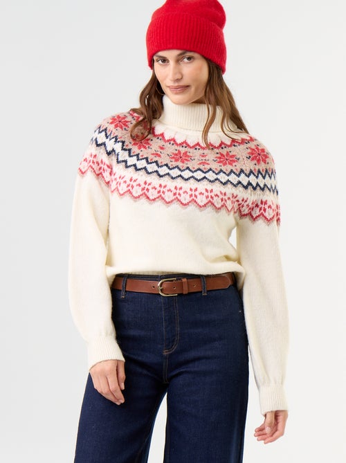 Pull grosse jauge jacquard - Kiabi