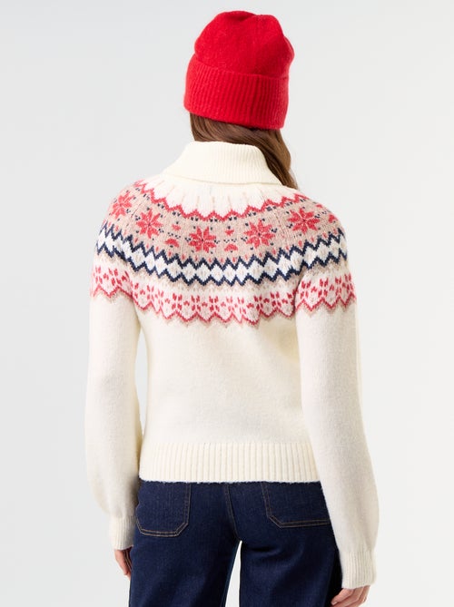 Pull grosse jauge jacquard 'Noël' - Kiabi