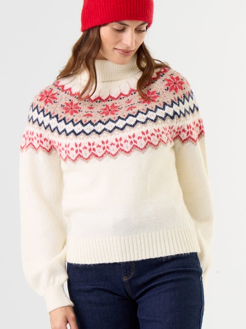 Pull grosse jauge jacquard 'Noël' - Kiabi