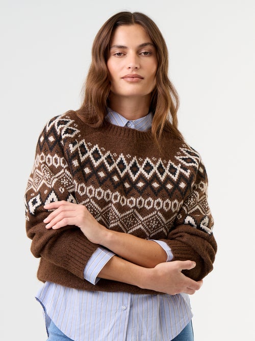 Pull grosse jauge jacquard 'Noël' - Kiabi