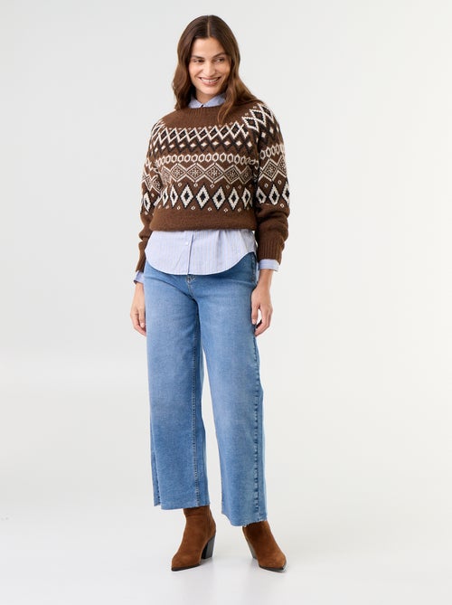 Pull grosse jauge jacquard 'Noël' - Kiabi