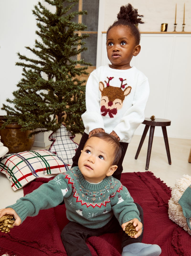 Pull imprimé Noël Blanc - Kiabi