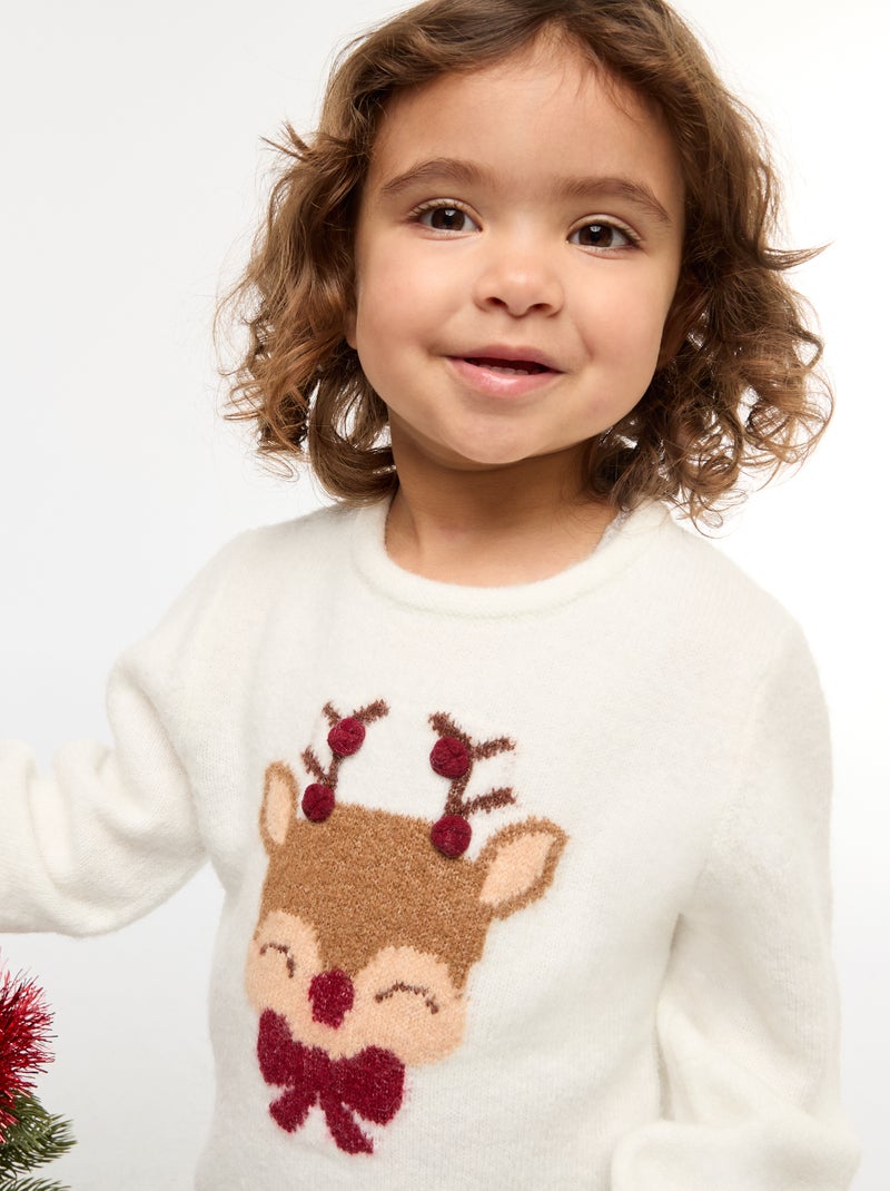 Pull imprimé Noël Blanc - Kiabi
