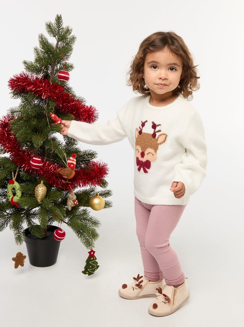 Pull imprimé Noël Blanc - Kiabi