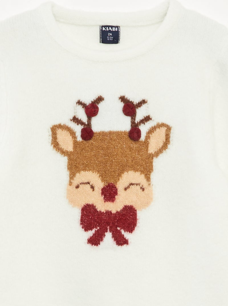 Pull imprimé Noël Blanc - Kiabi