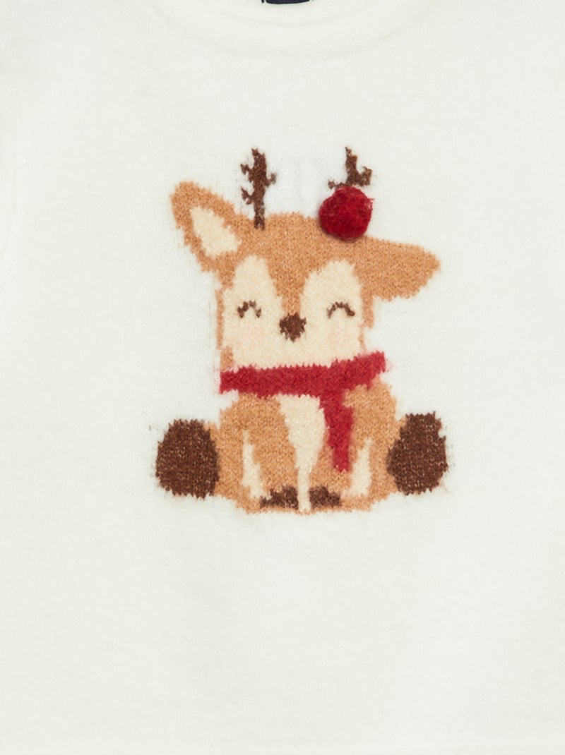 Pull imprimé Noël Blanc - Kiabi