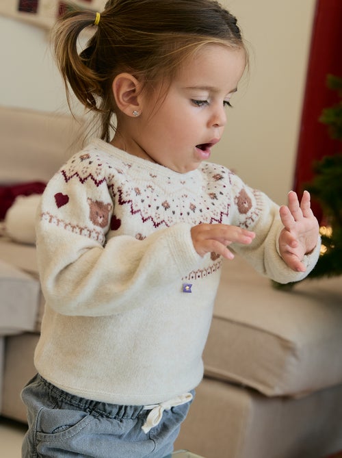 Pull jacquard de Noël en maille grosse jauge - Kiabi