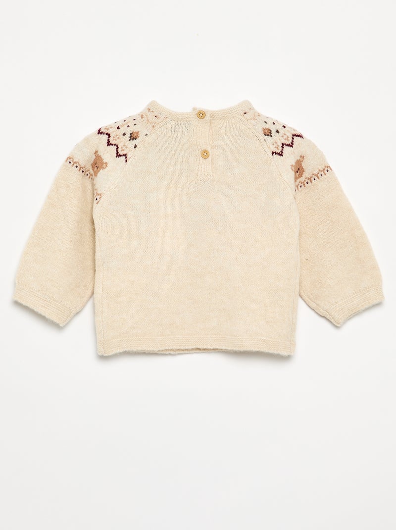 Pull jacquard de Noël en maille grosse jauge Beige - Kiabi