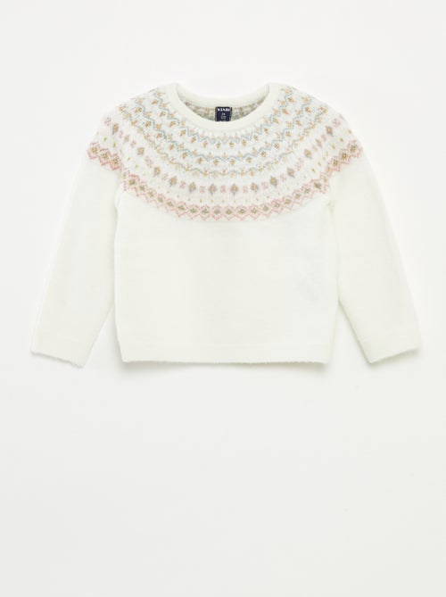Pull jacquard en maille fluffy - Kiabi
