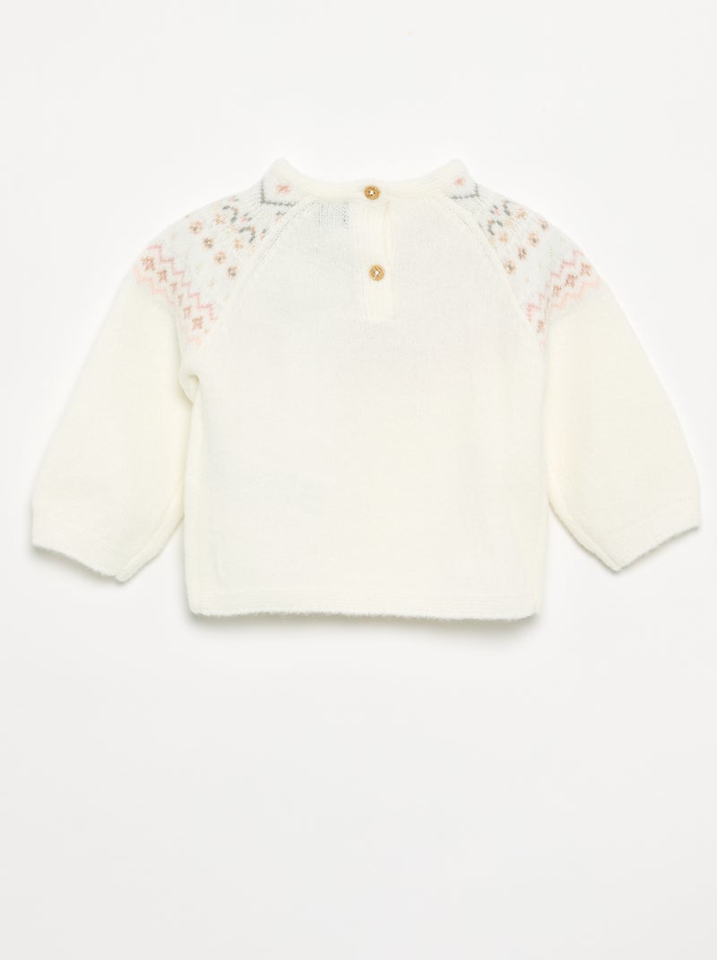 Pull jacquard en maille grosse jauge Blanc - Kiabi