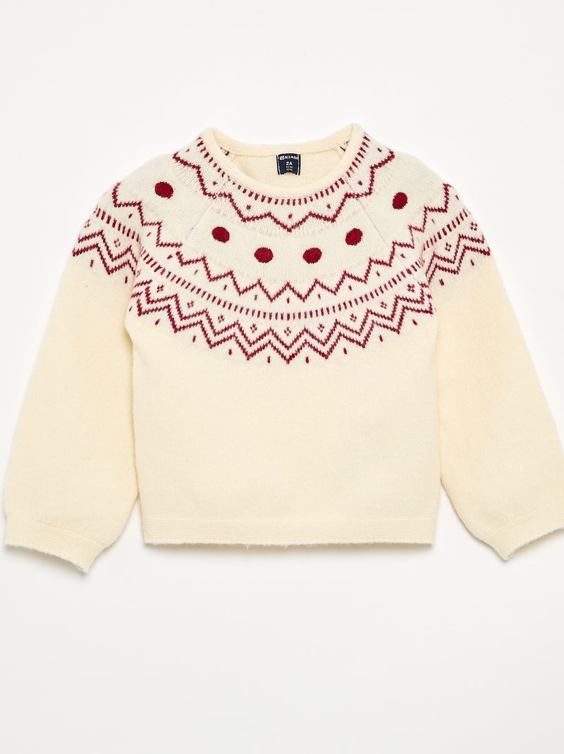 Pull jacquard en maille grosse jauge Blanc - Kiabi