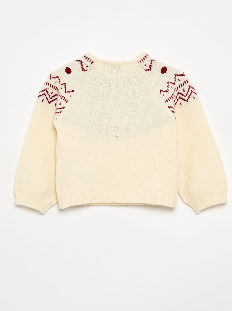Pull jacquard en maille grosse jauge Blanc - Kiabi