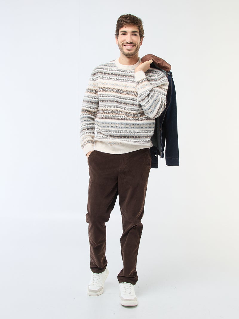 Pull jacquard épais Beige - Kiabi