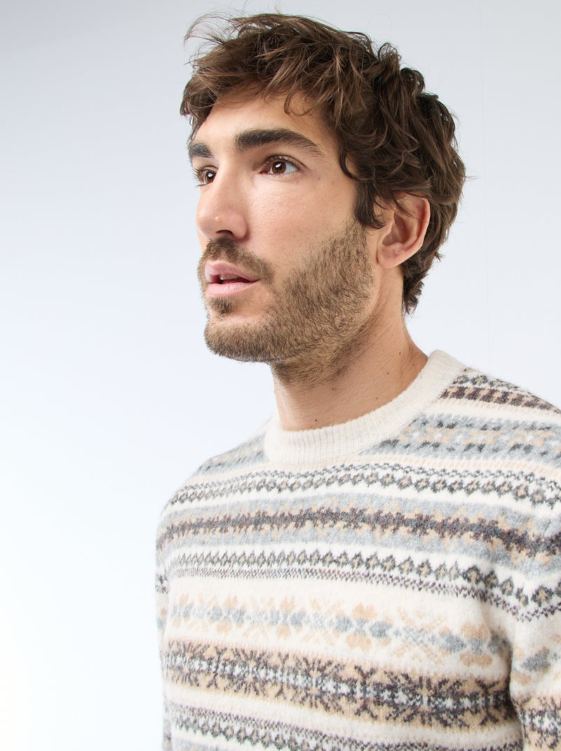 Pull jacquard épais Beige - Kiabi