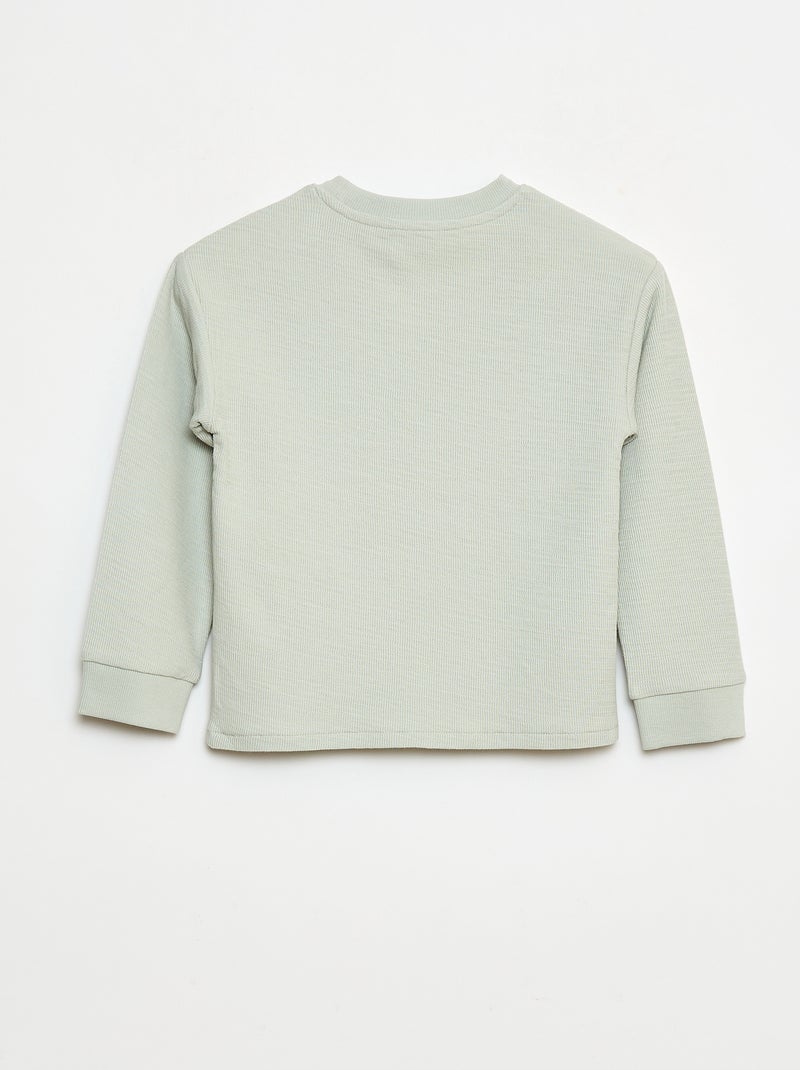 Pull léger en coton stretch avec imprimé Bleu - Kiabi