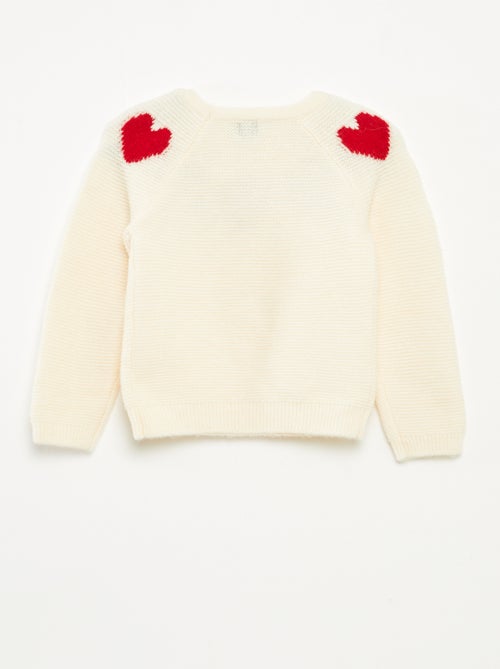 Pull maille jacquard motifs coeurs - Kiabi