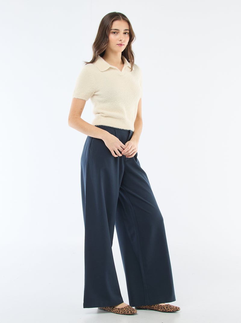 Pull manches courtes maille poilue Beige - Kiabi