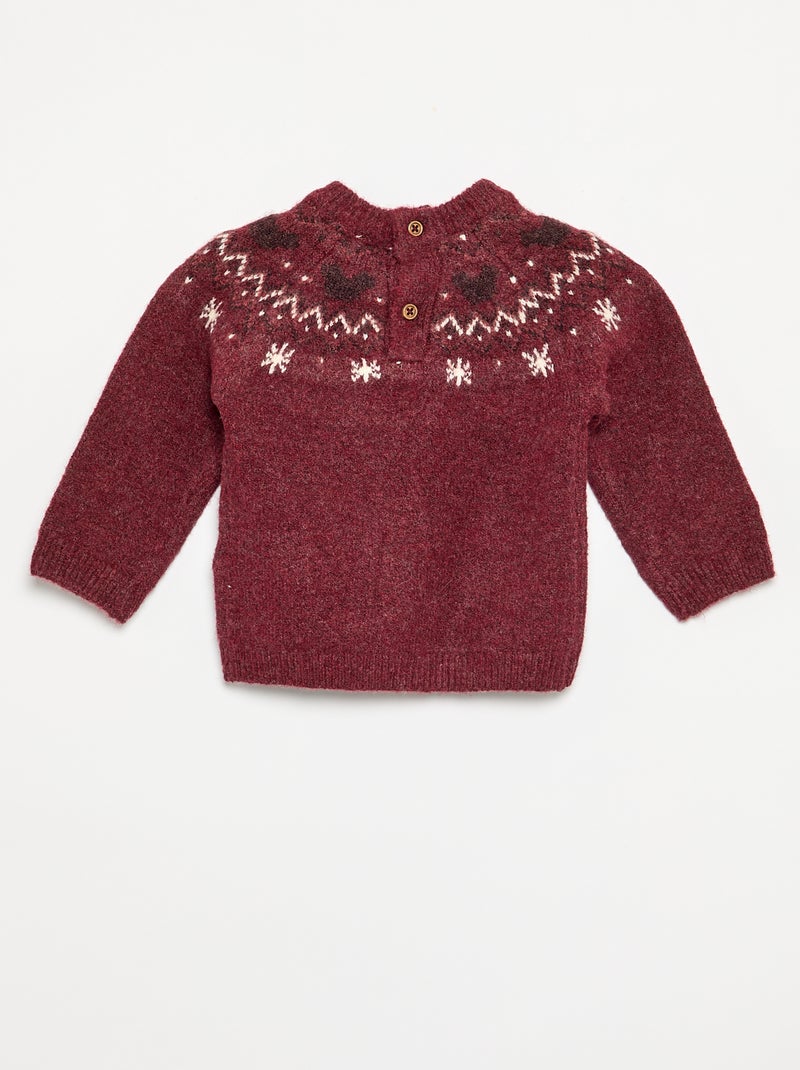 Pull 'Mickey' 'Disney' à col rond 'Noël' Marron - Kiabi