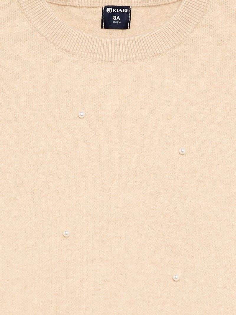 Pull mit Perlen Beige - Kiabi