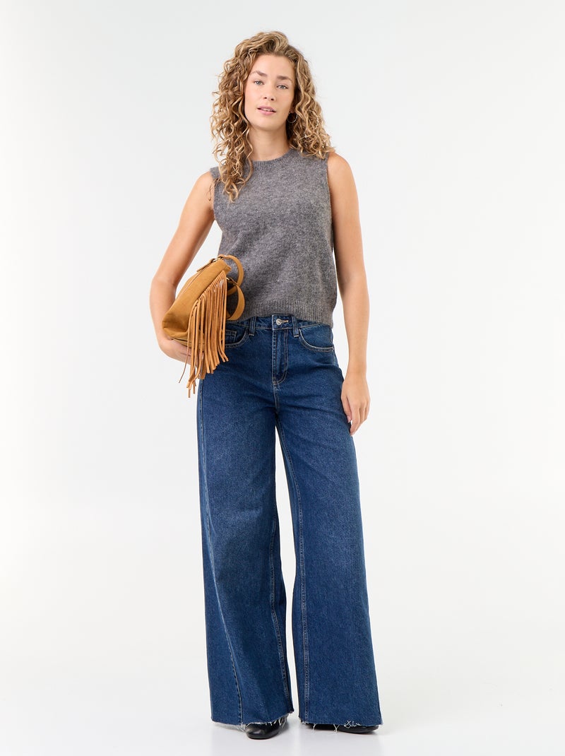 Pull mohair sans manches Gris - Kiabi