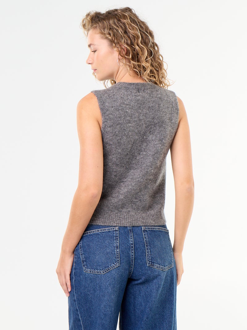 Pull mohair sans manches Gris - Kiabi