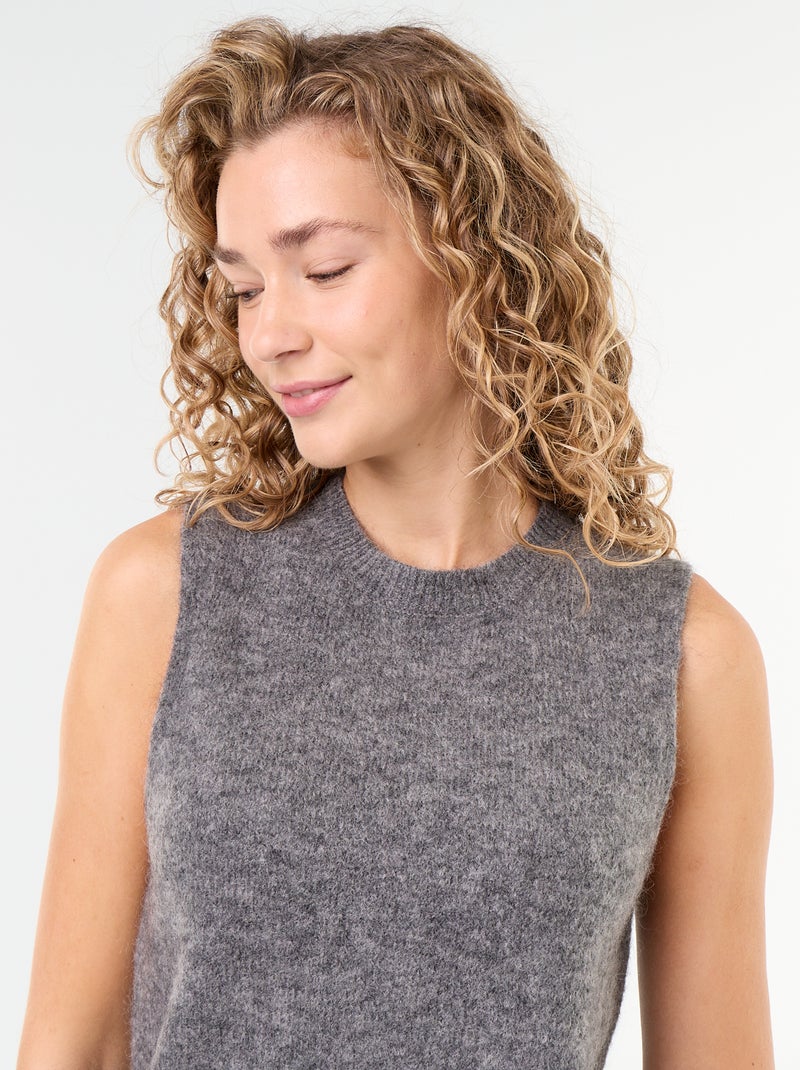 Pull mohair sans manches Gris - Kiabi