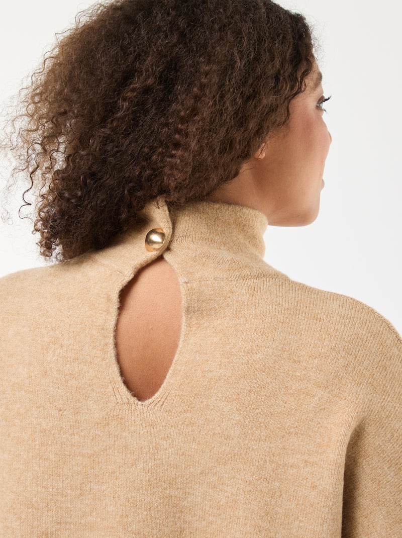 Pull montant avec fente bijou au dos Beige - Kiabi