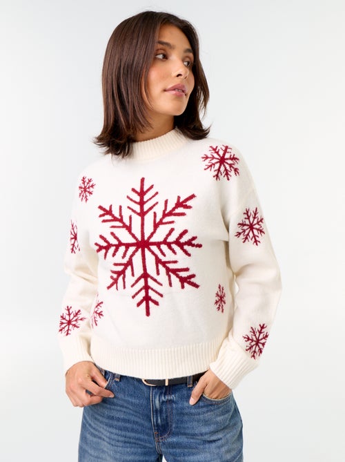 Pull 'Noël' à motif en maille grosse jauge - Kiabi