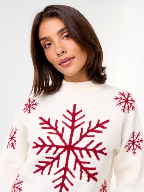Pull 'Noël' à motif en maille grosse jauge - Kiabi