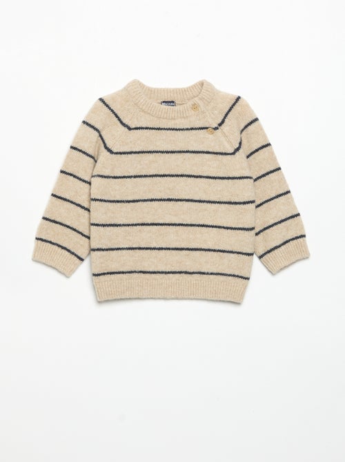 Pull rayé avec ouverture boutonnée au col - Kiabi