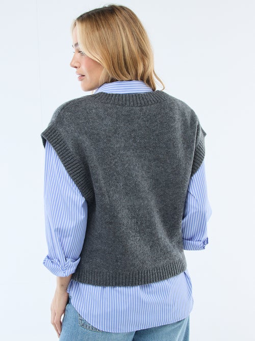 Pull sans manches à motifs losanges - Kiabi