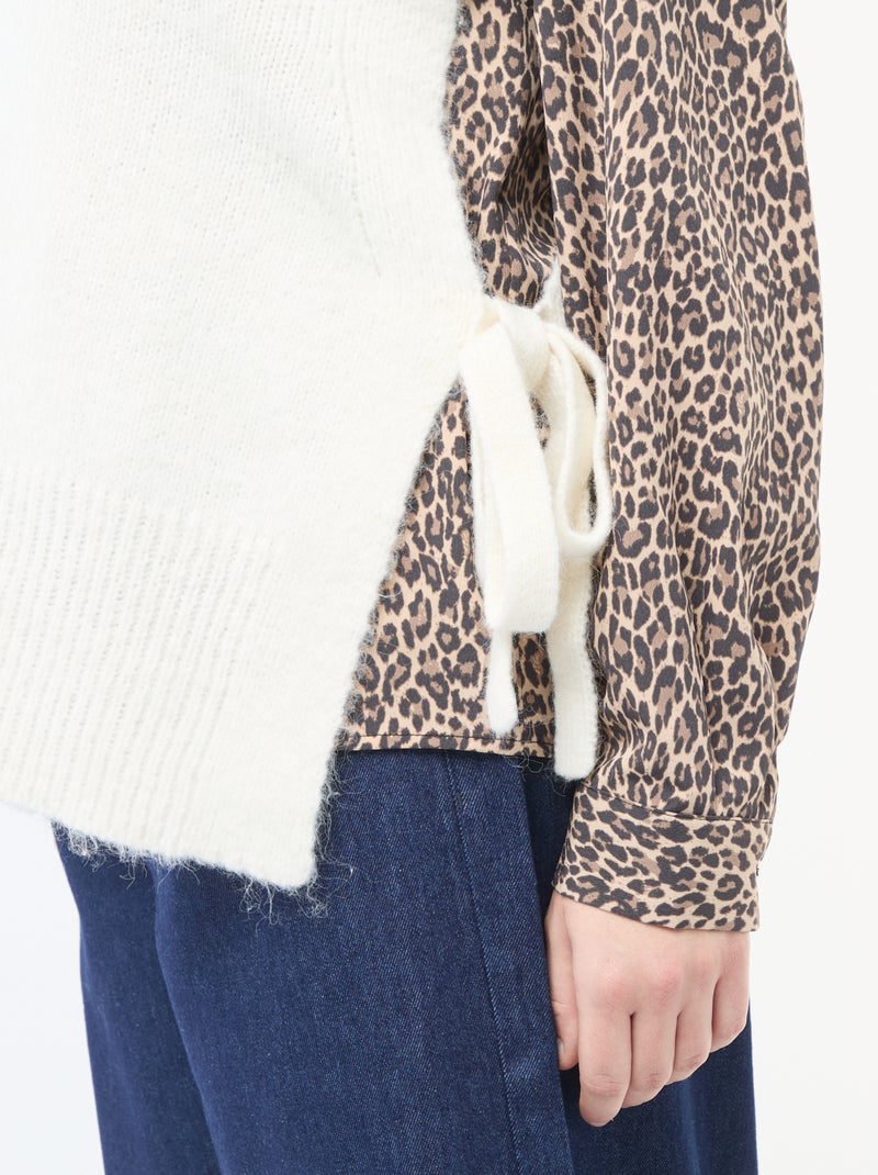 Pull sans manches à nouer sur les côtés Beige - Kiabi