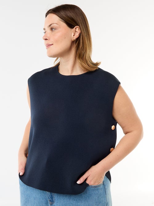 Pull sans manches avec boutons dorés sur côté - Kiabi