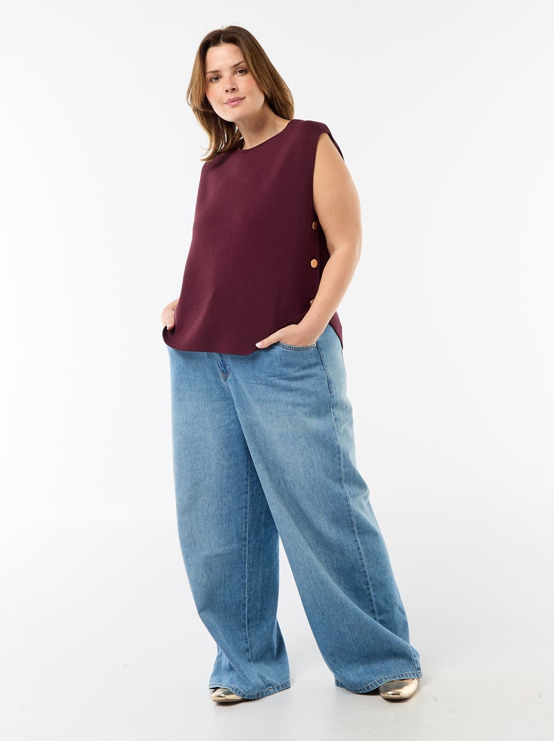Pull sans manches avec boutons dorés sur côté Bordeaux - Kiabi