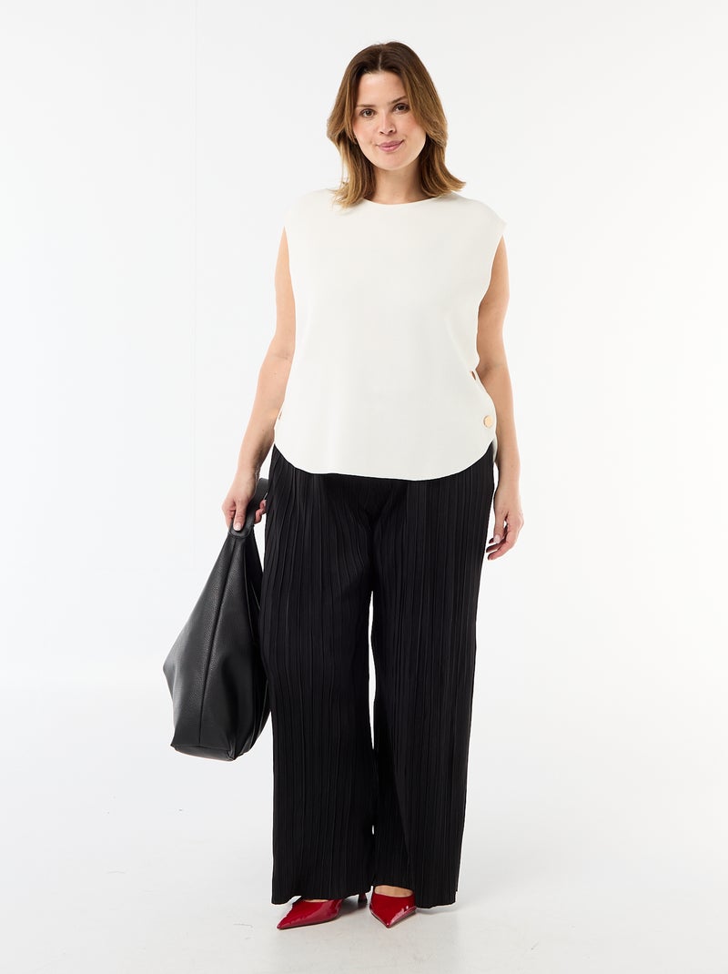 Pull sans manches avec boutons dorés sur côté Crème - Kiabi