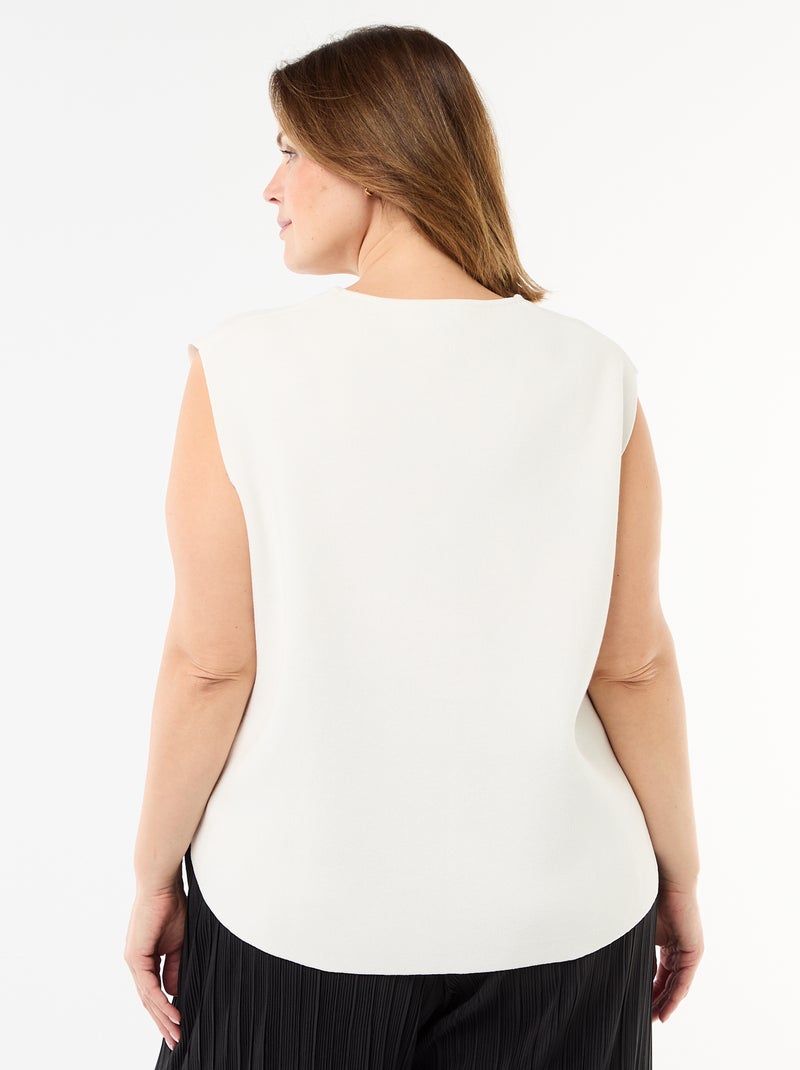 Pull sans manches avec boutons dorés sur côté Crème - Kiabi