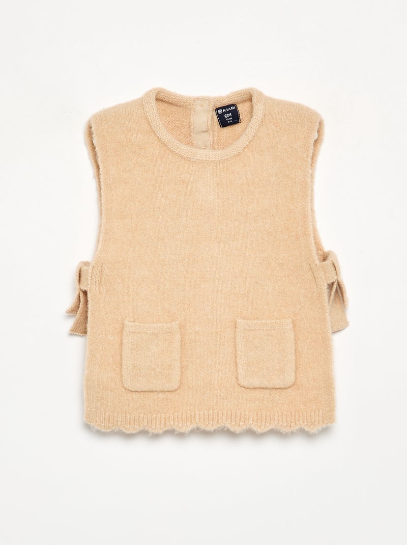 Pull sans manches avec écharpe amovible Beige - Kiabi