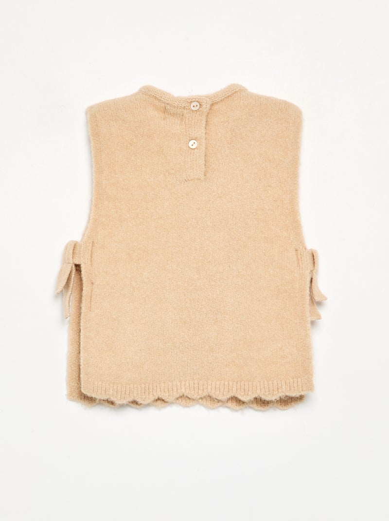 Pull sans manches avec écharpe amovible Beige - Kiabi