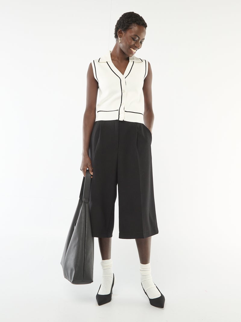 Pull sans manches col polo Blanc - Kiabi