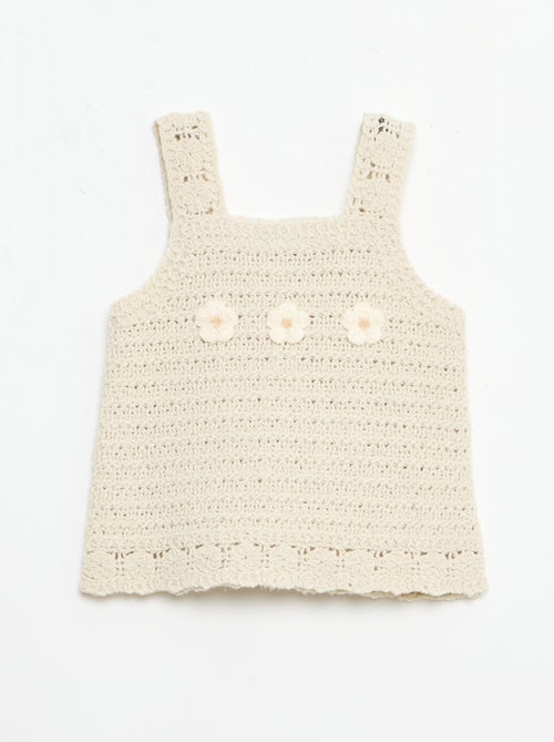 Pull sans manches en crochet avec détails 'fleurs' - Kiabi