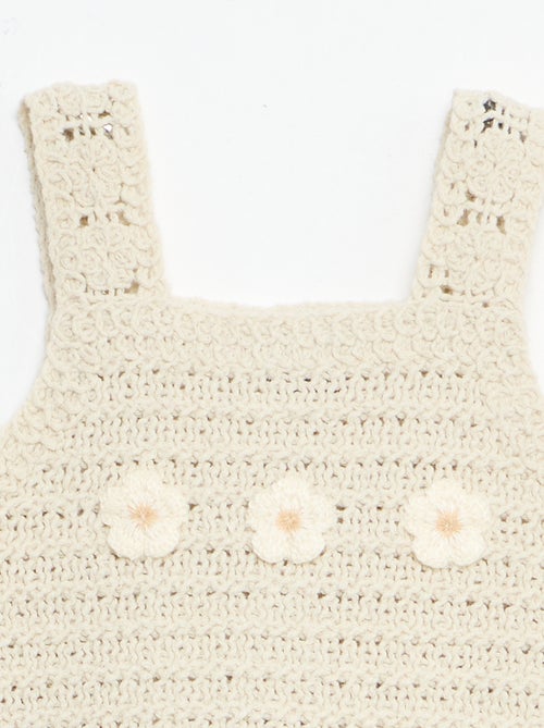 Pull sans manches en crochet avec détails 'fleurs' - Kiabi