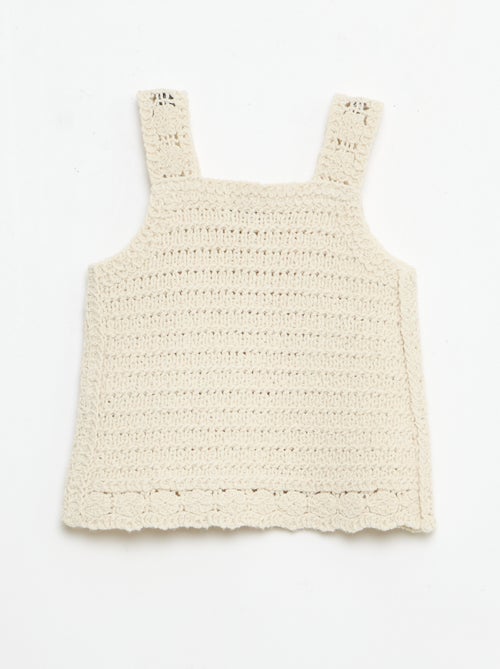 Pull sans manches en crochet avec détails 'fleurs' - Kiabi