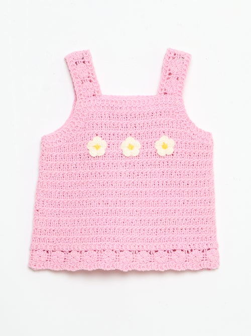 Pull sans manches en crochet avec détails 'fleurs' - Kiabi