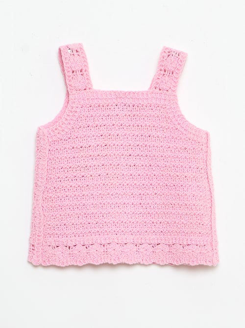 Pull sans manches en crochet avec détails 'fleurs' - Kiabi