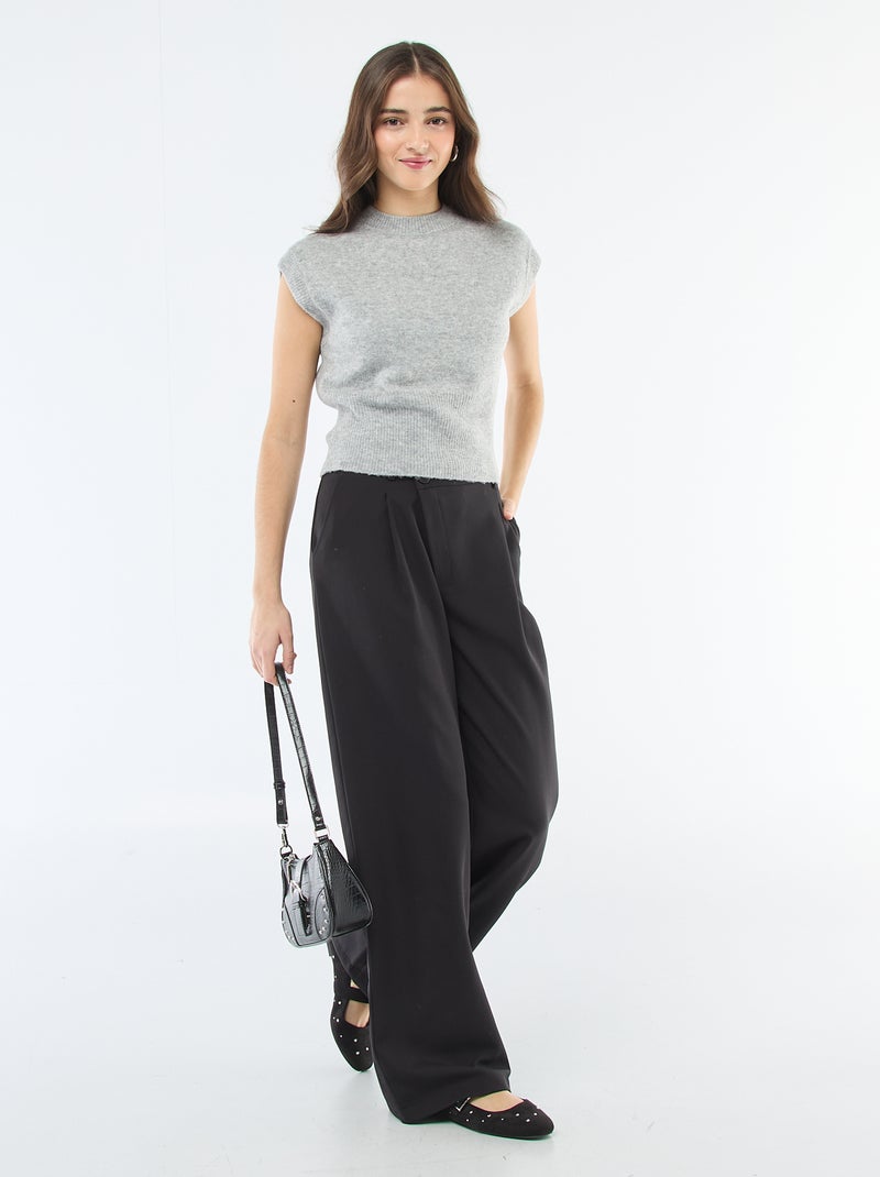 Pull sans manches en maille chaude Gris - Kiabi