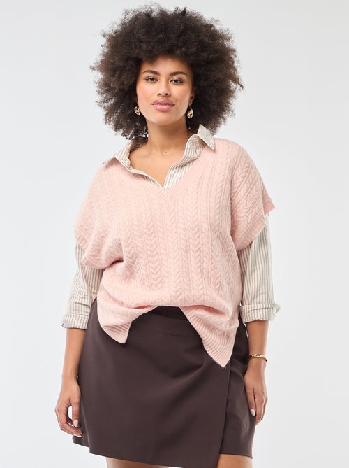 Pull sans manches en maille torsade grosse jauge - Kiabi