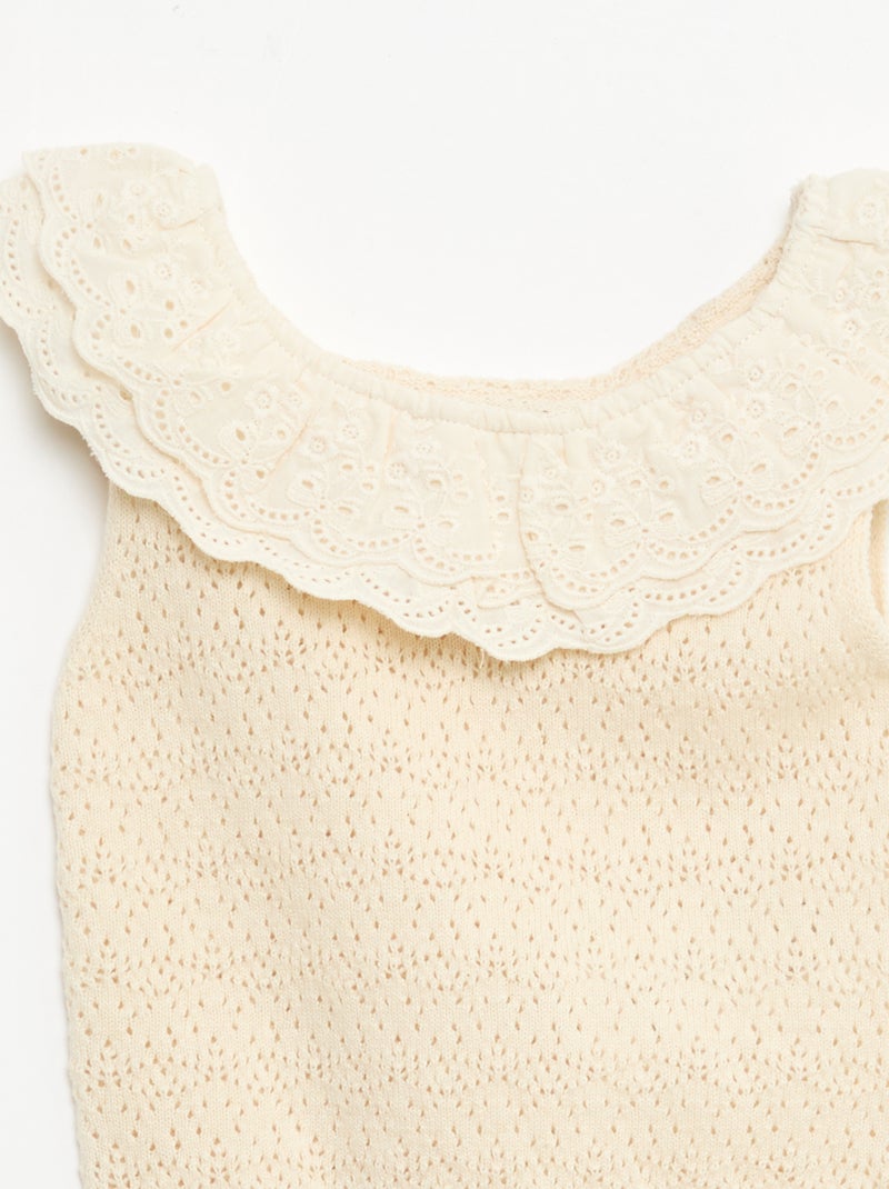 Pull sans manches en tricot Ecru - Kiabi