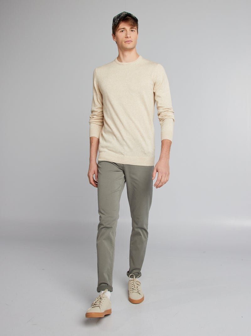 Pull uni à col rond +1m90 Beige - Kiabi